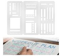 Set de 3 Plantillas Reutilizables para Pintar y Dibujar - Stencil Plástico Flexible para Bullet Journal, Agenda y Diario - Plantillas de Letras y Números, Plantilla para Scrapbooking, Álbumes