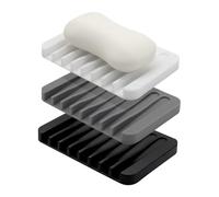 Set de 3 Porta Jabones de Silicona con Drenaje, Bandeja Antideslizante y Muy Duradera, Fácil de Limpiar, Diseño con Agujero de Drenaje, Ideal para Baño, Ducha, Cocina, Lavabo y Uso Diario