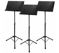 Set De 3 Pronomic OS-01C Atril Orquestal (superficie cerrada para partituras, con pinzas, ahorra espacio, regulable sin escalones, conector prismático) Negro