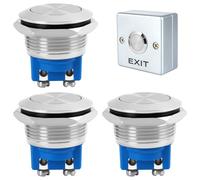 Set de 3 Pulsadores Momentáneos de Acero Inoxidable Impermeables - 19mm 2A 12V/24V/125V/250V, Terminales de Tornillo, IP65, Universal para Coche, SUV.Fácil de instalar, no requiere soldadura