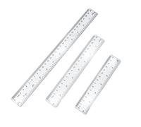 Set de 3 Reglas de Plástico Transparente Inastillable de 15 cm, 20 cm y 30 cm, con Escalas en Centímetros y Pulgadas, Perfectas para Escuela, Oficina y Hogar