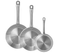 Set de 3 Sartenes Ø22Ø26Ø28cm en Acero inoxidable, Aptas para inducción y SIN antiadherente