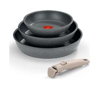 Monix One Click Pietra | Set 3 sartenes apilables, 20-24-26 cm | Antiadherentes, Mango desmontable, Indicador Temperatura Thermonix, Sin PFOA, Apta para todo tipo de Cocinas