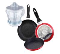 Set de 3 sartenes san ignacio con revestimiento en mármol ø16 cm ø20 cm ø24 cm+exprimidor de 40w de potencia - capacidad de 1.2 litros 12 cm