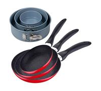 Set de 3 sartenes san ignacio con revestimiento en mármol ø16 cm ø20 cm ø24 cm+juego de 3 moldes de horno redondos ø12ø18ø22cm 12 cm