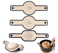 Set de 3 Tapetes de Cocción de Silicona para Horno Holandés (2x Redondo, 1x Ovalado) - Eslinga para Pan Reutilizable con Asas Largas - Lámina de Cocción Antiadherente para Hornear Pan en Olla de Hierr
