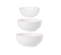 Set de 3 Tazones de Vidrio Templado con tamaños diferentes - Resistente y Duradero | Ensaladera, Snacks, Muesli, Yogurt - Para uso en Hogar o Profesional | Color Blanco
