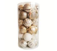 Set de 30 adornos navideños blancos y dorados, adornos de bolas para árbol de Navidad , adornos colgantes elegantes para árboles de Navidad y decoración navideña (2.36 pulgadas, 6 cm)