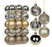 Set de 30 bolas de Navidad de 6 cm, adornos de árbol de Navidad de plástico con anilla para colgar, decoración de árbol de Navidad para bodas, festividades, fiestas, Navidad, Halloween, decoración del