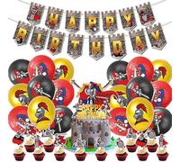 Set de 32 globos para fiestas de cumpleaños con temática de caballeros medievales, fiestas con temática de guerreros griegos de la Antigüedad, decoración de tartas, pancartas de cumpleaños y globos