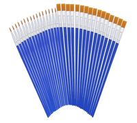 Set de 32 Pinceles - 16 Redondos y 16 Planos para Detalles Finos, Juego de Artista Azul con Cerdas de Nailon Acrílico