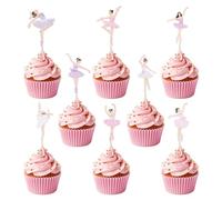Set de 32 Toppers Bailarina para Cupcakes,Adornos de Ballet para Decoración de Tartas de Cumpleaños,niña pastel toppers,Bodas y Fiestas Infantiles,para Baby Shower y Fiestas tema de Niñas (8 estilos)