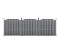 Set de 3x Vallas de jardín WPC 185 x 562 cm 3x Elementos de valla Panel de Valla Gris