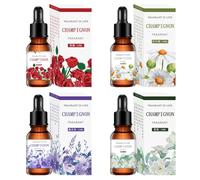 Set de 4 Aceites Esenciales para Humidificador y Difusor, 100% Puros y Naturales, Aromaterapia de Lavanda, Rosa, Jazmín y Manzanilla con Cuentagotas para Relajación, Masaje y Bienestar