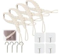Set De 4 Alzapaños De Cortina con Cuerda De Cáñamo Trenzada, Decorativos Y Hechos A Mano, Tiebacks De Cortina Trenzados A Mano, para Cortinas (Caqui, 4 Unidades)