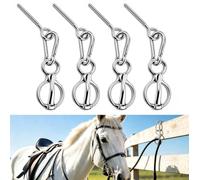 Set de 4 Anillos para Atar Caballos en Acero Inoxidable,Anillo de Seguridad | con Cierre Magnético, Anillos Resistentes para Establo, Pasto y Remolque