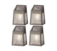 Set de 4 apliques de pared solares LED, resistentes a la intemperie, autonomía prolongada, para iluminación exterior y decorativa.