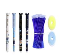 Set de 4 bolígrafos borrables con 2 gomas y 10 recambios con simpáticos dibujos de osos panda. Se pueden utilizar para escribir, estudiar y se pueden borrar con una goma para eliminar los errores.