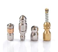 Set de 4 Boquillas para Limpieza de Cañerías | 1/4 Pulgada para Manguera de Limpiadora de Alta Presión Acero Inoxidable y Latón - Ideal para WC, Lavabos, Desagües