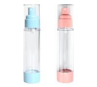 Set de 4 Botellas de Vacío Transparentes 50 ml, con Dispensador para Loción y Espray de Viaje, Portátiles En Rosa y Azul para Agua, Champú, Gel de Ducha y Limpiador Facial