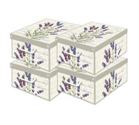 Set de 4 Cajas de Armario con Tapa Perfumada a Lavanda - Organizadores de Cambio de Temporada en Cartón 35×25×17,5 cm - Made in Italy, Resistentes, Fáciles de Montar, con Asas