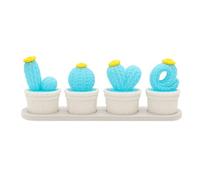 Set de 4 Cajas Decorativas LOVE de Cactus en Crochet - Mini Macetas para Decoración, Joyero o Regalo de Baby Shower, Bautizo o Nacimiento - Cactus con forma de letras LOVE - Caja pastillera decorativa