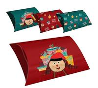 Set de 4 Cajas Planas para Embalaje Fácil de Regalos Caga Tió Nadal Catalán Navidad, 20x32cm