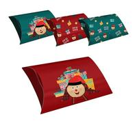 Set de 4 Cajas Planas Pequeñas para Embalaje Fácil de Regalos Caga Tió Nadal Catalán Navidad, 14x8cm