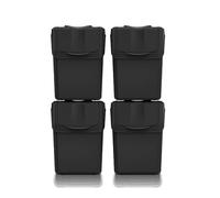 Set de 4 cubos de basura KEDEN SORTIBOX 100% plástico reciclado, negro, 80L