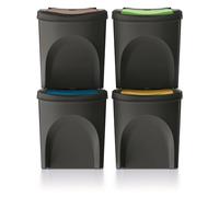 Juego de cubos de reciclaje Keden Sortibox 4x25L color negro