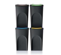Set 4 cubos de basura KEDEN SORTIBOX 100% plástico reciclado, negro, 140L