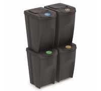 Set de 4 Cubos de Basura KEDEN SORTIBOX Papelera Reciclaje, Antracita, Volumen 4x35L