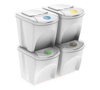Juego de cubos de basura, Sistema de clasificación, Reciclaje, 4x25L, Ceniza