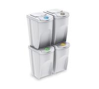 Set de 4 cubos de basura KEDEN SORTIBOX papelera reciclaje, blanco roto, volumen 4x35L