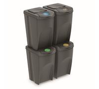 Set de 4 cubos de basura keden sortibox papelera reciclaje, gris, volu