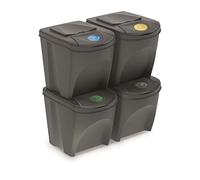 Set de 4 cubos de basura KEDEN SORTIBOX papelera reciclaje, gris, volumen 4x25L