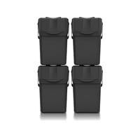 Set de 4 cubos de basura KEDEN SORTIBOX para reciclado, 100% plástico reciclado, negro, volumen 4x25L