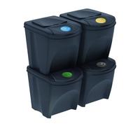 Set de 4 cubos de basura-papelera reciclaje, antracita, 4x 25L