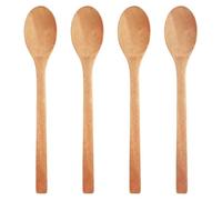Set De 4 Cucharas De Cocina De Madera Ovaladas De 23,5 Cm, Resistentes, Para Remover, Mezclar Y Cocinar Sin Rayar Sartenes, Ideales Para Cocina Diaria, Repostería Y Uso Profesional