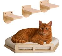 Set de 4 de Pared de Escalada para Gatos en Madera Natural, Escalera y Rampa de Escalada Estable para Gatos, con Capacidad de Carga de hasta 35 kg