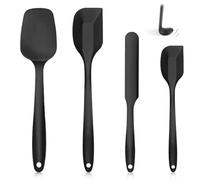 Set de 4 Espatulas Silicona Cocina, Paleta Silicona Cocina, Lengua silicona cocina, Résistant à la Chaleur, Antiadhésif, Facile à Nettoyer pour Cuisson et Mélange Sans BPA (Noir)