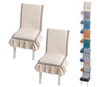 Set de 4 Faldones para sillas de Comedor en Encaje, Protector de Asiento Antideslizante Extensible extraíble para hogar,Un 2 Piezas