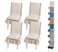 Set de 4 Faldones para sillas de Comedor en Encaje, Protector de Asiento Antideslizante Extensible extraíble para hogar,Un Paquete de 4 Piezas