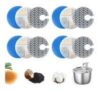 Set de 4 Filtros Fuente Gatos Agua 12 Piezas Filtro Perros Gato Mascotas Bebedero Fuentes de Flores, Filtro diez veces, con Resina, Carbón Activado, esponja de filtro 8D, para LTZGO fuente de Repuesto