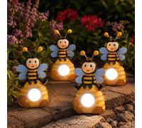 Set de 4 Focos LED Solares para Jardín con Abeja, Sendero, Amarillo IP44