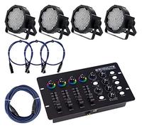 Set de 4 Focos Showlite FLP-144W In ontrolador DMX y Cables, Peso: 1