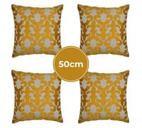 Set De 4 Fundas Cojín Decorativo Boho Oro Algodón 50cm Hechas A Mano