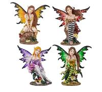 Set de 4 Hadas del Bosque de Resina pintadas a Mano 5x5x12 cm