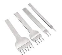 Set de 4 Herramientas de Punzón y Cincel para Cuero, Tamaños 1/2/4/6, Kit de Artesanía para Costura en Piel