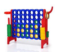 Set de 4 Juegos Gigantes con Canasta de Baloncesto, Incluye 42 Anillos Jumbo y Control Deslizante para reiniciar rápidamente el Juego Cuatro en una Fila (Azul + Rojo)